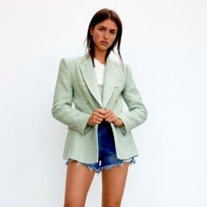 ZARA TEXTURED DOUBLE BREASTED BLAZER